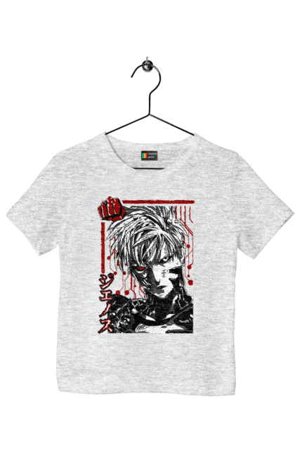 Children's t-shirt with prints One Punch Man Genos. Anime, comedy, cyborg, demon, demon cyborg, genos, manga, one punch man, parody, superheroes. 2070702