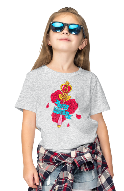 Children's t-shirt with prints Be Magical. Anime, charm, flowers, magic, rose flower, sailor moon, tv series, wand. 2070702