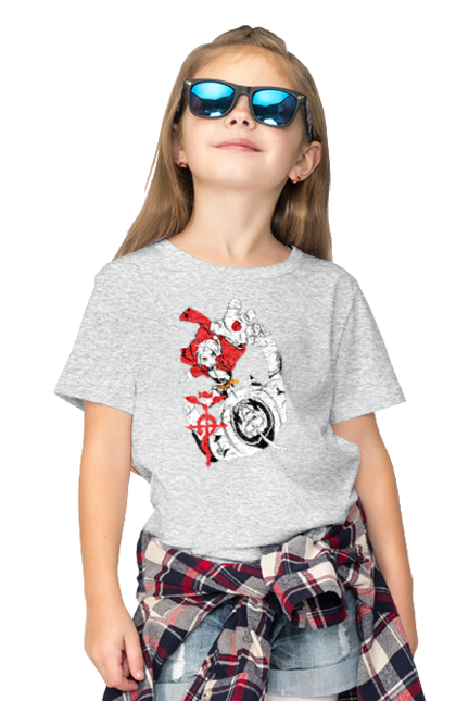 Children's t-shirt with prints Fullmetal Alchemist. Adventures, alphonse elric, anime, edward elric, fullmetal alchemist, light novel, manga, steampunk. 2070702