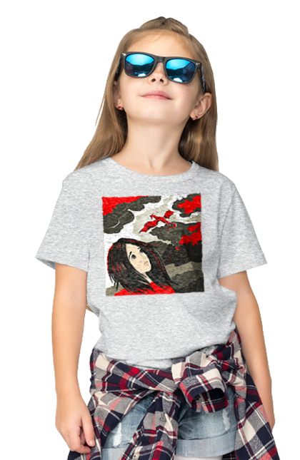 Children's t-shirt with prints Girl and dragon. Dragon, fantasy, romance, young woman. 2070702