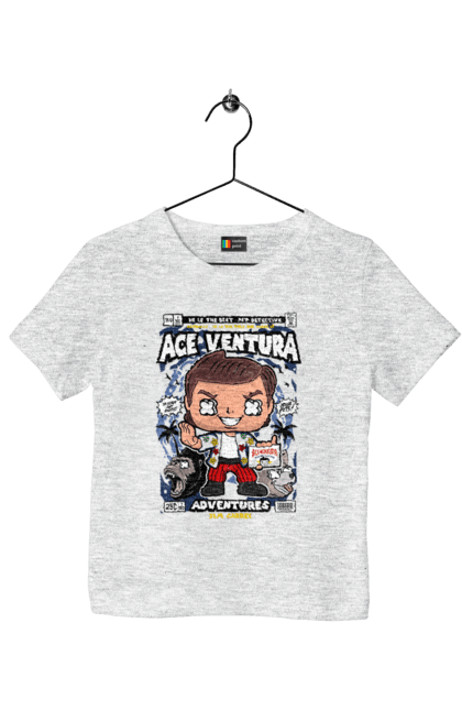 Футболка дитяча з принтом "Ace Ventura". Vindaje, вентура, джеймс керрі, ейс вентура, плівка, ретро, туз. Funkotee