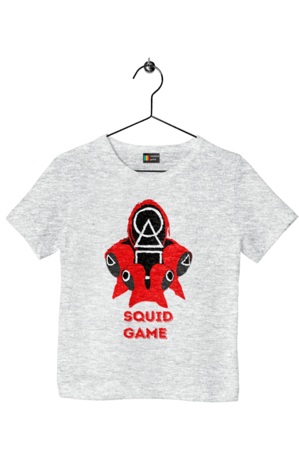 Футболка дитяча з принтом "Squid game1". Гра в кальмара, кальмар, серіал, фільм. PrintMarket - інтернет-магазин одягу та аксесуарів з принтами плюс конструктор принтів - створи свій унікальний дизайн