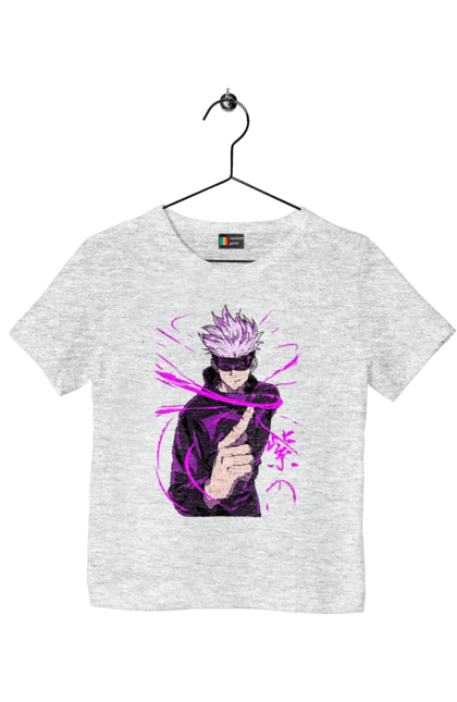 Children's t-shirt with prints Jujutsu Kaisen Gojo. Anime, dark fantasy, gojo, jujutsu kaisen, magic battle, manga, mystic. 2070702