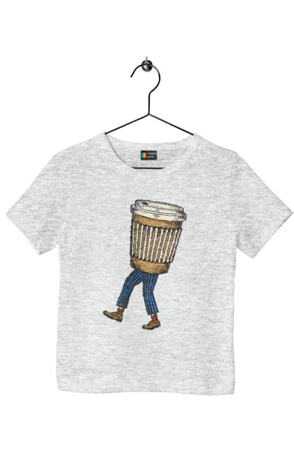 Футболка детская с принтом Человек Кофе. Кофе, кофеман. 2070702