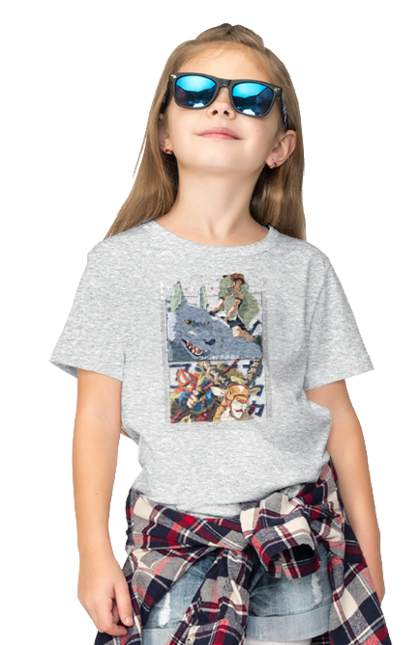 Children's t-shirt with prints Princess Mononoke. Adventure, anime, fantasy, ghibli, hayao miyazaki, princess mononoke, studio ghibli. 2070702