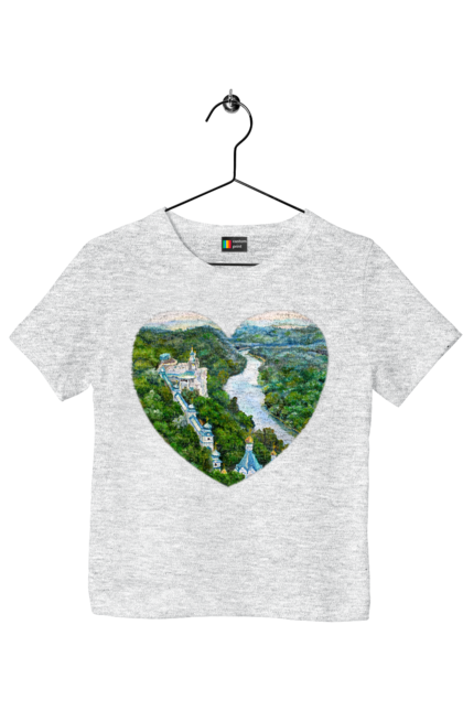 Children's t-shirt with prints Святогорская лавра. Church, donetsk region, forest, landscape, monastery, river, svyatogorsk, ukraine. 2070702