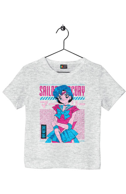 Футболка дитяча з принтом "Сейлор Мун Меркурій". Ami mizuno, sailor mercury, sailor moon, амі мідзуно, аніме, драма, махо-сьодзьо, сейлор меркурій, сейлор мун, серіал. 2070702