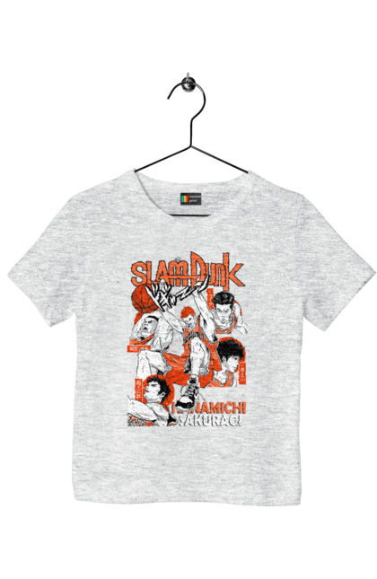 Children's t-shirt with prints Slam Dunk Hanamichi Sakuragi. Anime, basketball, comedy, hanamichi sakuragi, manga, school, shonen, slam dunk, sports anime. 2070702