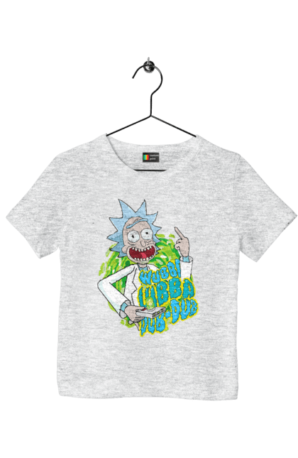 Children's t-shirt with prints Rick and Morty. Adventures, black humor, cartoon, rick, rick and morty, sci-fi, tragicomedy. 2070702