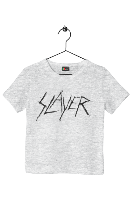 Children's t-shirt with prints Slayer. Groove metal, group, metal band, music, nu metal, scull, slayer, speed metal, thrash metal. 2070702