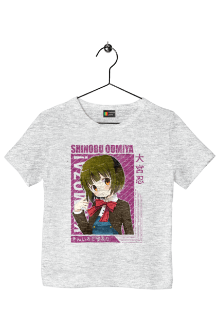 Children's t-shirt with prints Kiniro Mosaic Shinobu Omiya. Anime, gold mosaic, kiniro mosaic, kinmoza, manga, shinobu, shinobu omiya. 2070702