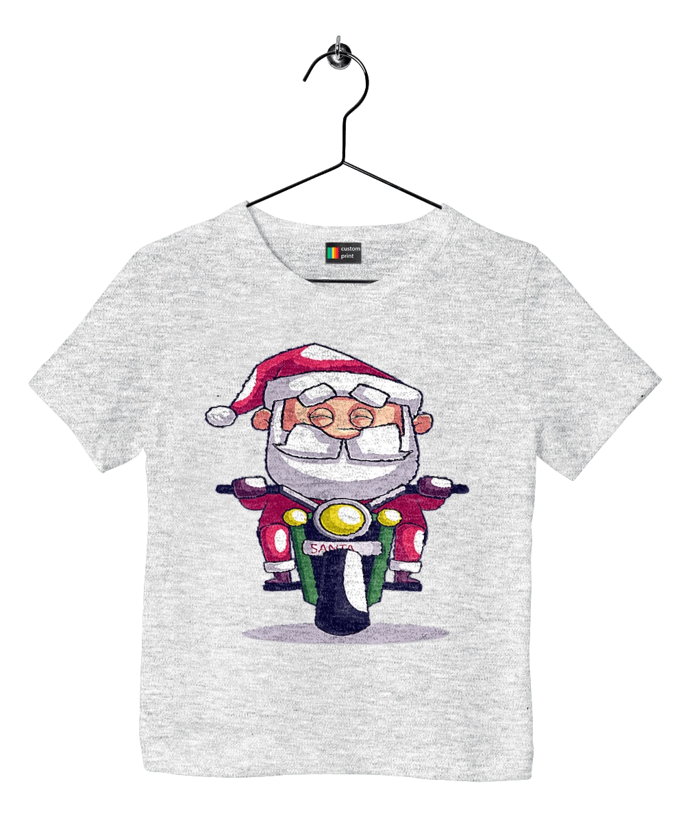 Happy Santa on a motorcycle