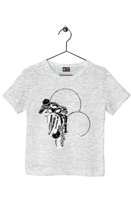 Футболка дитяча з принтом "Мотоцикл І Швидкість Білий". Мото, мотоцикл, швидкість. 2070702