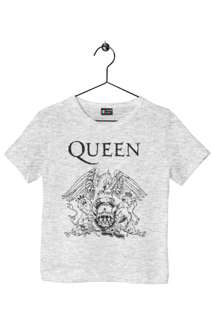 Футболка детская с принтом Queen. Queen, глэм-рок, группа, квин, музыка, поп-рок, рок, хард-рок. 2070702