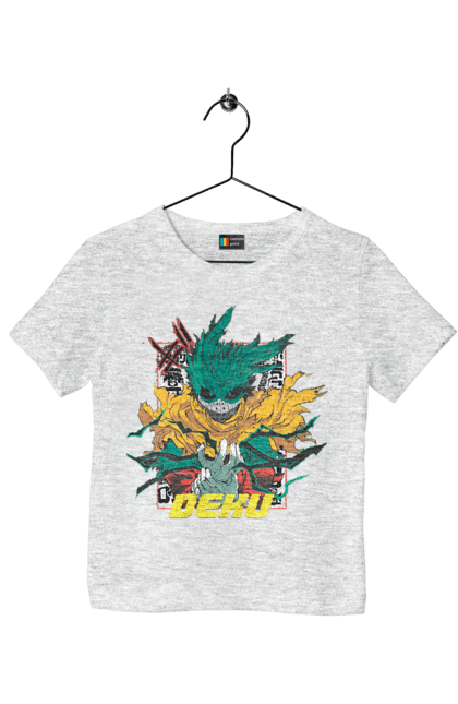 Футболка дитяча з принтом "Моя академія героїв Мідорія". Izuku, midoriya, my hero academia, аніме, ізуку мідорія, манга, мідорія, моя геройська академія. 2070702