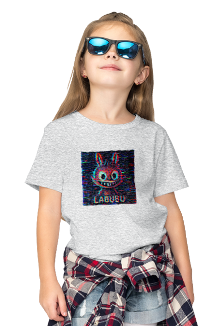 Футболка дитяча з принтом "Лабубу". Crt, rgb, глітч, кіберпанк, лабубу, пікселі, ретро, спотворення, цифрове мистецтво, шум. 2070702