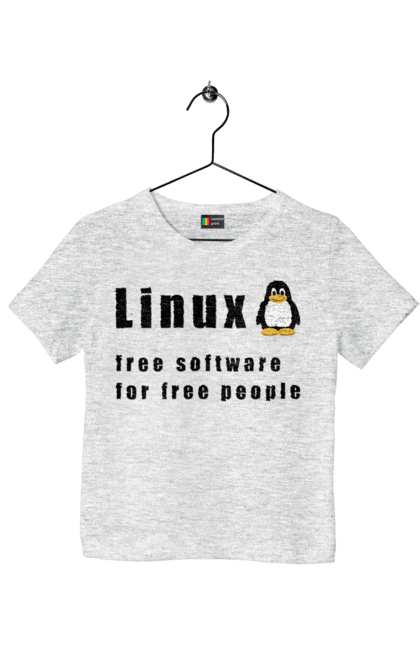Футболка дитяча з принтом "Linux Вільний Для Вільних". Linux, адміністратор, айті, айтішник, безкоштовна, безкоштовно, вільна, доступність, незалежність, операційна система, ос, пінгвін, програміст, програмне забезпечення, свобода, сервер, сисадмін, система, системний адміністратор, софт, текст, чорний. 2070702