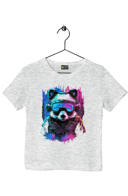 Футболка дитяча з принтом "Панда в VR шолом". Віртуальна реальність, гік, панда, персонаж, шолом. 2070702