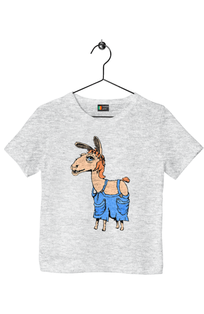 Children's t-shirt with prints Llama Jumpsuit. Lama, overalls. 2070702