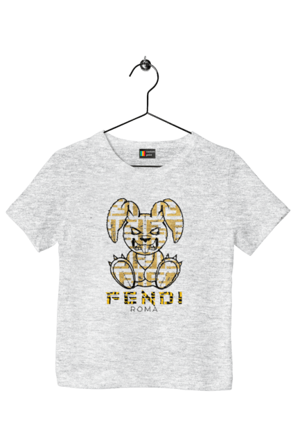 Children's t-shirt with prints Fendi. Bag, brand, clothes, fashion, fashion house, fendi, hare, italy, luxury, lvmh. 2070702