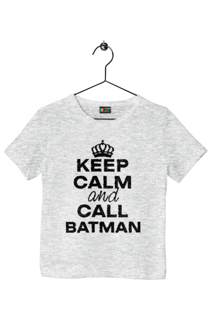 Футболка дитяча з принтом "Keep Calm and Call Batman чорна". Бетмен, з написами, зберігай спокій, меми, популярні, прикольні. 2070702