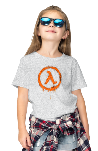 Children's t-shirt with prints Half Life. Computer game, game, gamer, half life, mission, network game, now, passed, playstation, plot, rubilovo, sierra studios, stage. 2070702