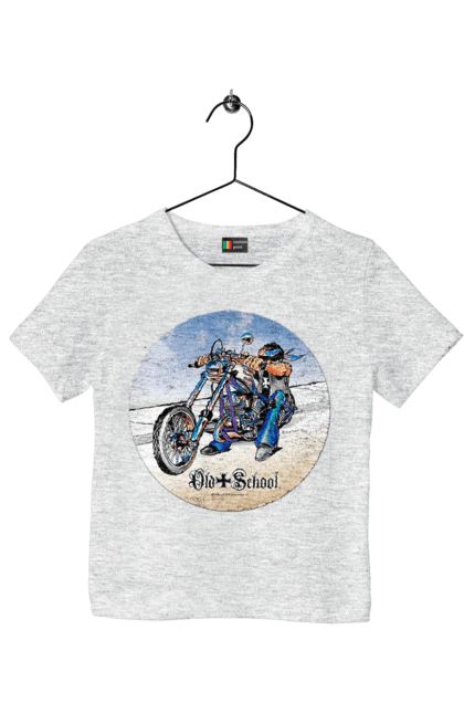Футболка детская с принтом Old school. Авто мото, испольнители, мотоцикл, музыкальная группа, рок группа, старая закалка. 2070702