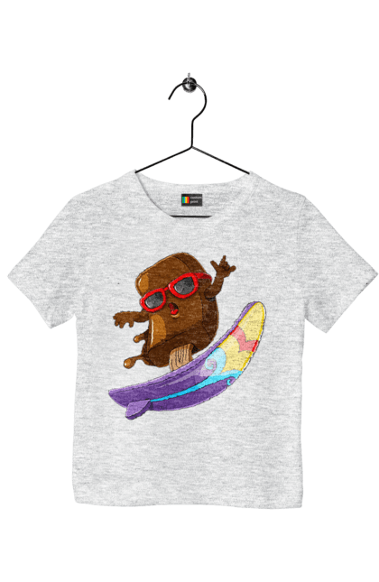Children's t-shirt with prints Morozhenko On The Surf. Glasses, ice cream, summer, surfing. 2070702