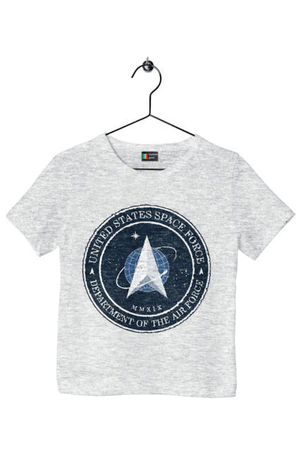 Футболка детская с принтом Космические силы США. Emblem, political, politics, space, space force, space travel, united states, ussf, космические силы, космические силы сша. 2070702