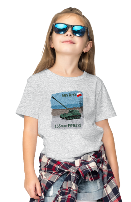 Children's t-shirt with prints 155mm Power! AHS Krab olive. Ahs krab, artillery, crab, howitzer, poland, self propelled. 2070702