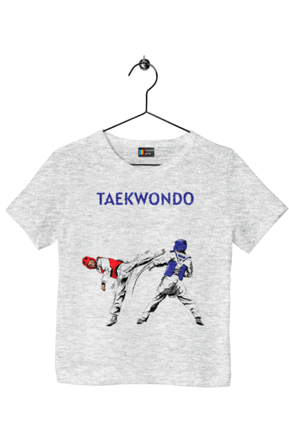 Футболка детская с принтом Тхэквондо. Taekwondo, боевое искусство, корея, спорт, таэквондо, тренировка. 2070702