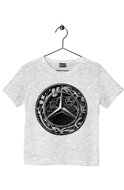 Футболка дитяча з принтом "Mercedes Benz Лого Арт". Авто, автомобіль, логотип мерседес, машини, мерс, мерседес. 2070702