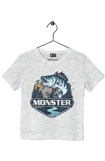 Футболка дитяча з принтом "Рибалка". Монстер, рибак, рибалка, хоббі. 2070702