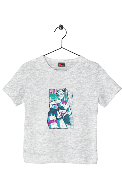 Children's t-shirt with prints Cyberpunk: Edgerunners Rebecca. Anime, cd project, cyberpunk, edgerunners, game, netflix, rebecca, video game. 2070702