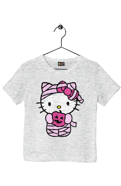 Children's t-shirt with prints Hello Kitty Halloween. Brand, cat, character, halloween, hello kitty, kitten, kitty, mummy. 2070702