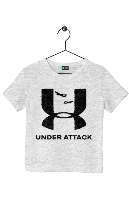 Футболка дитяча з принтом "Under Attack black". Андер армор, бренди, гумор, приколи, прикольні, ундер армор. 2070702