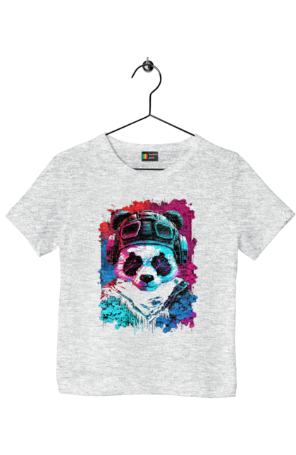 Футболка дитяча з принтом "Панда в VR шолом". Віртуальна реальність, гік, панда, персонаж, шолом. 2070702