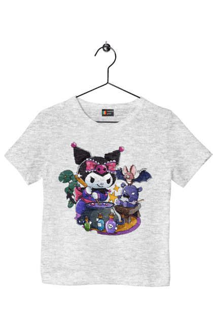 Children's t-shirt with prints Hello Kitty Kuromi. Anime, character, hello kitty, kuromi, my melody, sanrio. 2070702