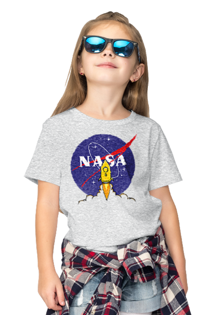 Children's t-shirt with prints NASA. Aeronautics, astronautics, aviation, nasa, research, rocket, science, space, technologies, usa. 2070702