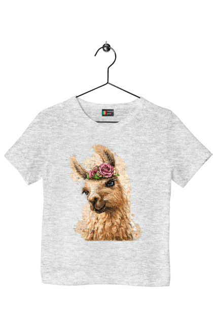 Футболка дитяча з принтом "Лама Портрет". Лама, портрет, тварина. 2070702