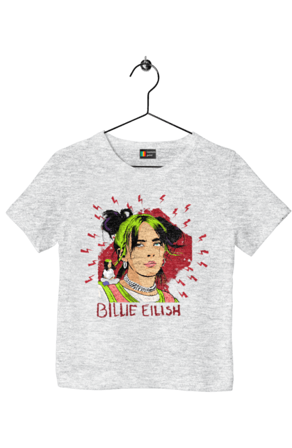 Футболка дитяча з принтом "Біллі Айліш". Біллі айліш, логотип біллі айліш, принт біллі айліш, співачка біллі айліш. 2070702
