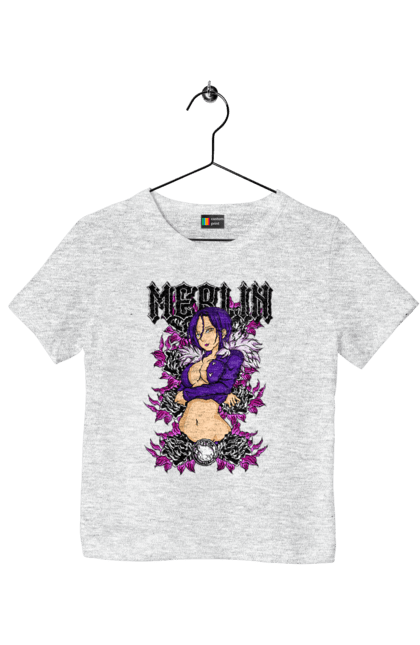 Children's t-shirt with prints Seven Deadly Sins Merlin. Adventures, anime, comedy, fantasy, manga, merlin, seven deadly sins. 2070702