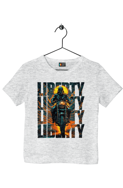 Футболка дитяча з принтом "Байкер". Байкер, мотоцикліст, подорожі, свобода, туризм. 2070702