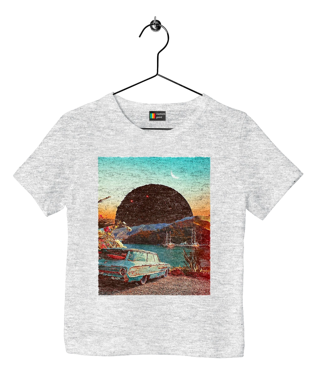 Painting, car by the river