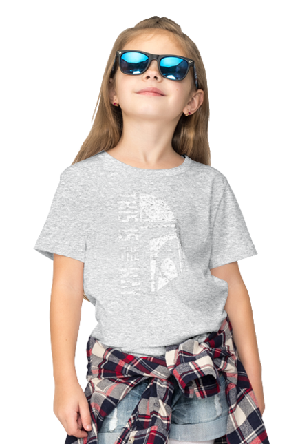 Children's t-shirt with prints This is the way. Baby yoda, cinema, disney, distressed, mandalorian, mandalorian helmet, movies, star wars, television series. 2070702