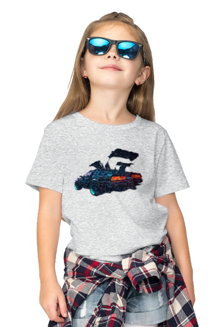 Children's t-shirt with prints DeLorean from back to the future. Car, delorean, from film. 2070702