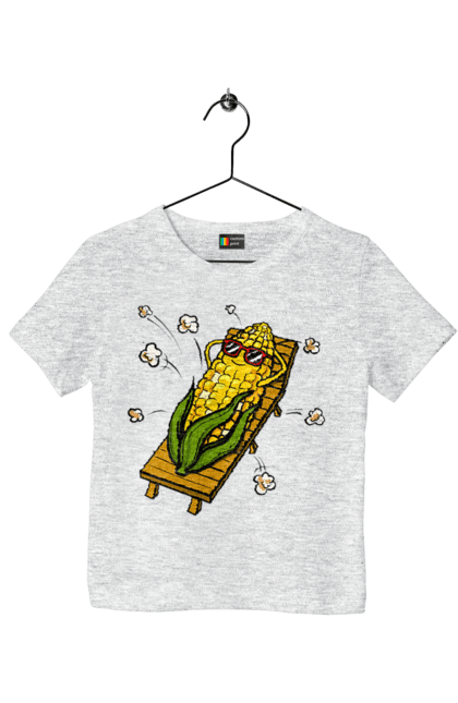 Children's t-shirt with prints Corn Suns On A Lounger. Corn, lounger, popcorn. 2070702
