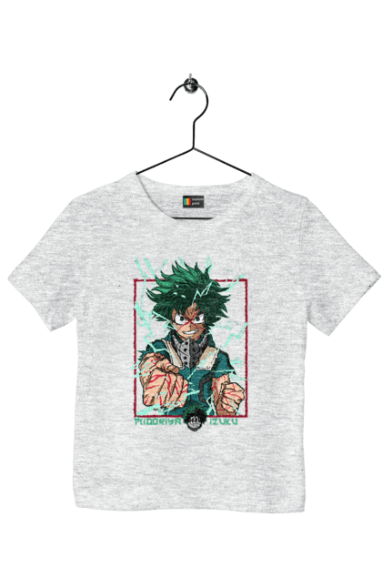 Футболка дитяча з принтом "Моя академія героїв Мідорія". Izuku, midoriya, my hero academia, аніме, ізуку мідорія, манга, мідорія, моя геройська академія. 2070702