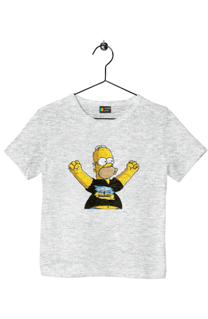 Children's t-shirt with prints Simpson and the Russian ship. Homer, homer simpson, patriot, russian ship, ship brand, simpson, ukraine, victory, war. 2070702
