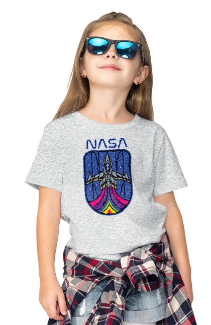 Children's t-shirt with prints NASA. Aeronautics, astronautics, aviation, nasa, research, rocket, science, space, technologies, usa. 2070702